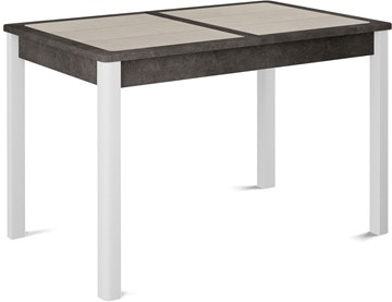 Обеденный раздвижной стол Ницца-1 ПЛ (ноги белые, плитка бежевая/серый камень) во Владимире