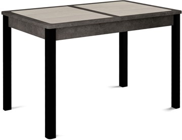 Кухонный стол раскладной Ницца-1 ПЛ (ноги черные, плитка бежевая/серый камень) в Коврове