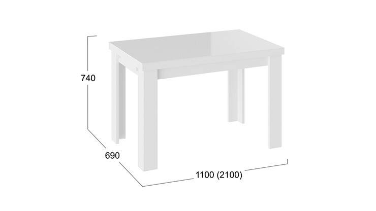 Кухонный стол раздвижной Норман тип 1, цвет Белый/Стекло белый глянец во Владимире - изображение 2