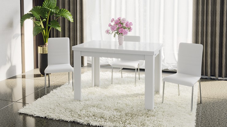Кухонный стол раздвижной Норман тип 1, цвет Белый/Стекло белый глянец во Владимире - изображение 4