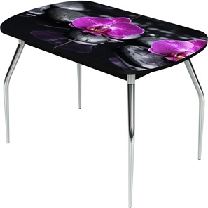 Кухонный стол раскладной Ривьера исп.1 ноги метал. крашеные №24 Фотопечать (Цветы №14) в Коврове