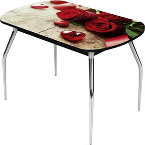 Кухонный стол раскладной Ривьера исп.1 ноги метал. крашеные №24 Фотопечать (Цветы №33) во Владимире