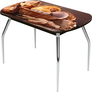 Кухонный стол раскладной Ривьера исп.1 ноги метал. крашеные №24 Фотопечать (Хлеб №3 в Коврове