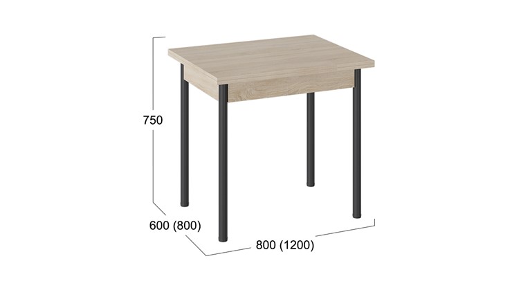 Раздвижной стол Родос тип 2 с опорой d40 (Черный муар/Дуб Сонома) в Коврове - изображение 2