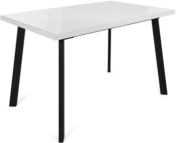 Кухонный стол раскладной Сальвадор-2G (ноги черные, стекло cristal/белый цемент) во Владимире - предосмотр