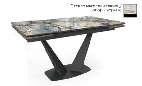 Раздвижной стол SFV 140, стекло магеллан глянец/ножки черные во Владимире - изображение