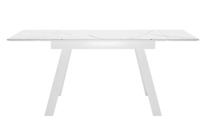 Кухонный стол раскладной SKL 140, керамика белый мрамор/подстолье белое/ножки белые во Владимире - изображение 2