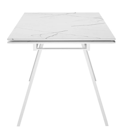 Кухонный стол раскладной SKL 140, керамика белый мрамор/подстолье белое/ножки белые во Владимире - изображение 3