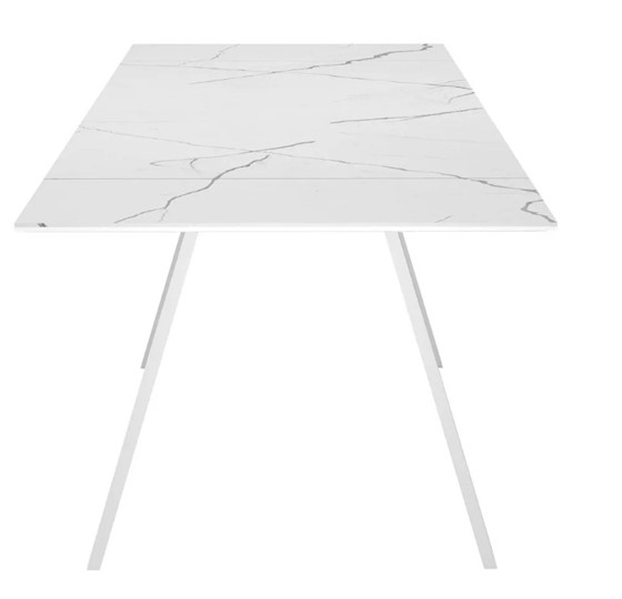 Кухонный стол раскладной SKL 140, керамика белый мрамор/подстолье белое/ножки белые во Владимире - изображение 4