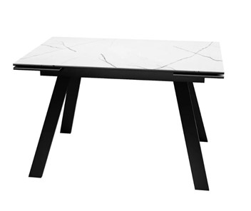 Кухонный раздвижной стол SKL 140, керамика белый мрамор/подстолье черное/ножки черные во Владимире