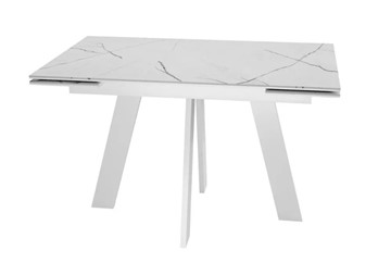 Раздвижной стол SKM 120, керамика белый мрамор/подстолье белое/ножки белые во Владимире - предосмотр