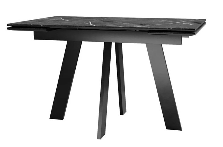 Кухонный раздвижной стол SKM 120, керамика черный мрамор/подстолье черное/ножки черные во Владимире - изображение 1