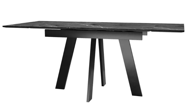 Кухонный раздвижной стол SKM 120, керамика черный мрамор/подстолье черное/ножки черные во Владимире - изображение 3