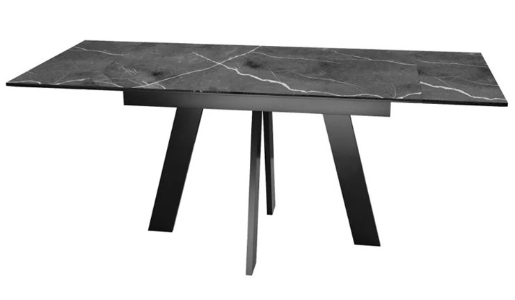 Кухонный раздвижной стол SKM 120, керамика черный мрамор/подстолье черное/ножки черные во Владимире - изображение 5
