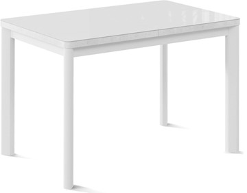 Кухонный стол раскладной Токио-1G (ноги металлические белые, cтекло cristal/белый цемент) во Владимире - предосмотр