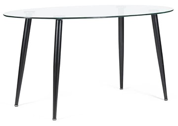 Обеденный овальный стол KASSEL (mod. DT333) металл/закаленное стекло (10 мм), 150х90х75см, черный в Коврове