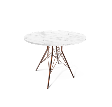 Кухонный стол SHT-TU2-1 / SHT-TT 90 ЛДСП (мрамор кристалл/медный металлик) в Коврове - изображение