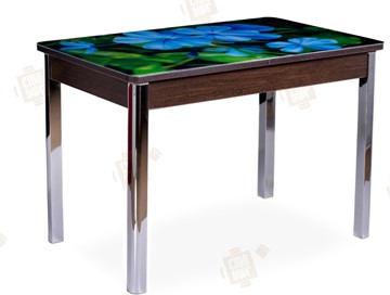 Кухонный раскладной стол Айсберг-01 СТФ, венге/фотопечать фиалка/ноги хром квадратные в Коврове