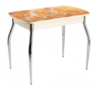 Кухонный стол раскладной ПГ-07 СТФ, дуб молочный лдсп/оникс/35 хром гнутые в Коврове