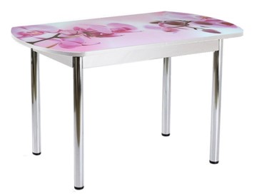Кухонный стол раскладной ПГ-01СТФ белое/орхидея/39 прямые трубы хром в Коврове