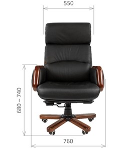 Кресло офисное CHAIRMAN 417 кожа черная во Владимире - предосмотр 1