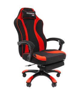 Кресло игровое CHAIRMAN GAME 35 с выдвижной подставкой для ног Ткань  черная / Ткань красная во Владимире
