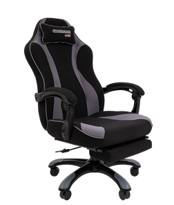 Кресло игровое CHAIRMAN GAME 35 с выдвижной подставкой для ног Ткань черная / Ткань св.серая в Коврове