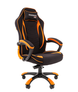 Кресло игровое CHAIRMAN GAME 28 Полиэстер комбинированная ткань оранжевый/черный в Коврове