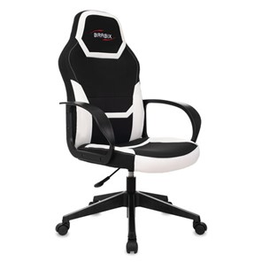 Кресло офисное BRABIX "Alpha GM-018", ткань/экокожа, черное/белое, 532640, GM-018_532640 в Коврове