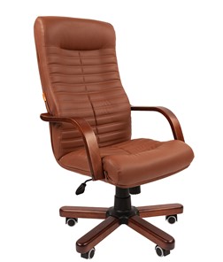 Кресло CHAIRMAN 480 WD, экокожа, цвет коричневый во Владимире