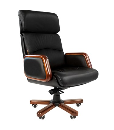 Кресло офисное CHAIRMAN 417 кожа черная во Владимире - изображение