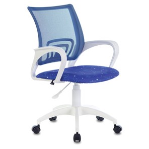 Офисное кресло Brabix Fly MG-396W (с подлокотниками, пластик белый, сетка, темно-синее с рисунком "Space") 532405 во Владимире