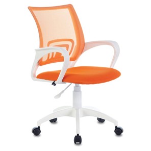 Офисное кресло Brabix Fly MG-396W (с подлокотниками, пластик белый, сетка, оранжевое) 532401 в Коврове