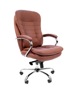 Кресло офисное CHAIRMAN 795 кожа, цвет коричневый во Владимире