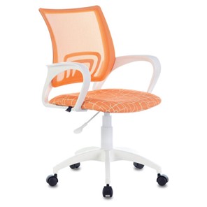 Офисное кресло Brabix Fly MG-396W (с подлокотниками, пластик белый, сетка, оранжевое с рисунком "Giraffe") 532402 в Коврове
