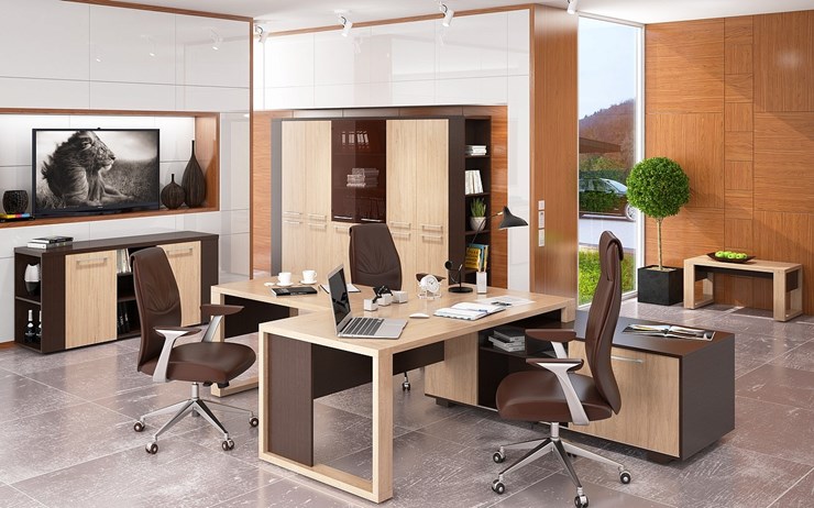 Кабинет руководителя ALTO с высоким шкафом для одежды, низким для документов и журнальным столиком во Владимире - изображение 5