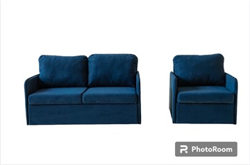 Мебельный комплект Амира синий диван + кресло во Владимире