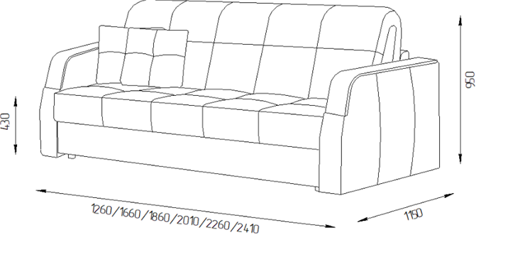 Прямой диван Турин 2 205 (НПБ) в Коврове - изображение 1