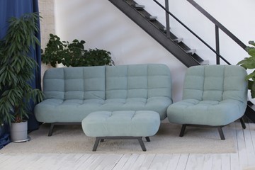 Комплект мебели Абри цвет мята кресло + диван + пуф опора металл во Владимире