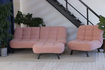 Комплект мебели Абри розовый кресло + диван + пуф опора металл во Владимире