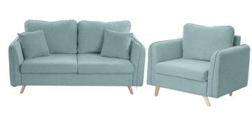 Комплект мебели Бертон голубой диван+ кресло во Владимире