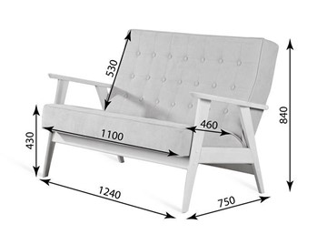 Прямой диван Ретро, двухместный (беленый дуб / RS 29 - бирюзовый) во Владимире - предосмотр 3