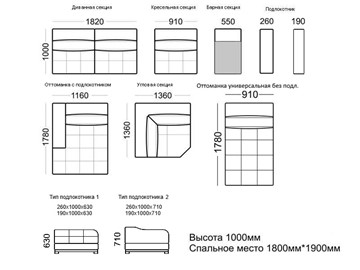 Угловая секция Марчелло 1360х1360х1000 во Владимире