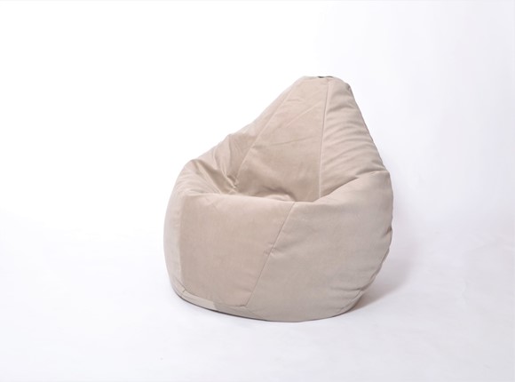Кресло-мешок Груша среднее, велюр однотон, бежевое в Коврове - изображение