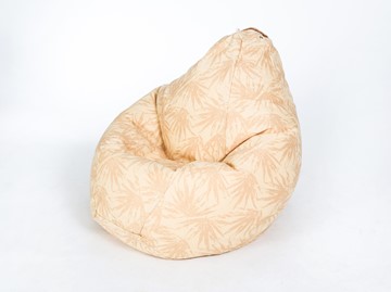 Кресло-мешок Груша среднее, жаккард, бежевые листья в Коврове