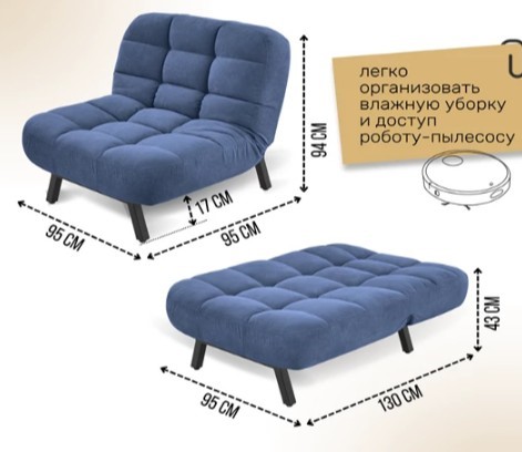 Кресло на ножках Абри опора металл (синий) во Владимире - изображение 11