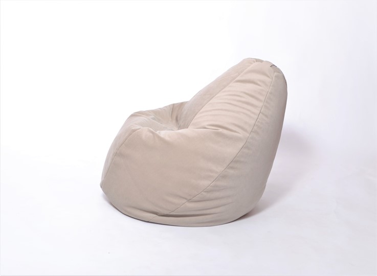 Кресло-мешок Груша среднее, велюр однотон, бежевое в Коврове - изображение 2