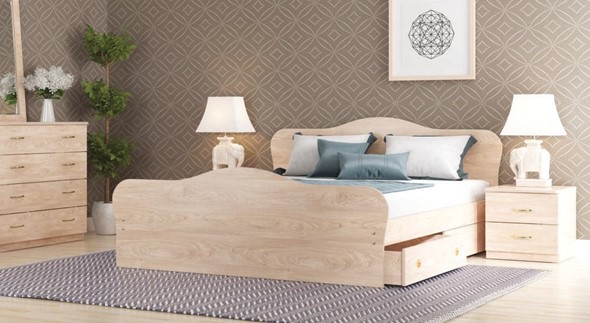 Кровать спальная Каролина, 160х200 с основанием, дуб млечный во Владимире - изображение