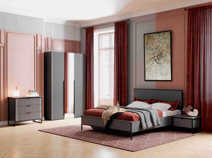 Кровать 2-спальная Нора, 1600 (Металл бруклин/Графит) в Коврове - изображение 2