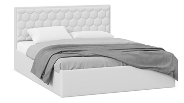 Спальная кровать с подъемным механизмом Порто (Экокожа белая Polo) без заглушины в Коврове